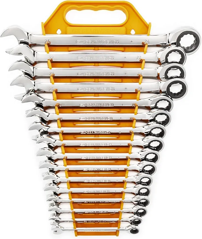 GearWrench ratcheting combination wrench set, metric